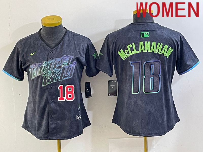 Women Tampa Bay Rays #18 Mcclanahan Nike MLB Limited City Connect Black 2024 Jersey style 3